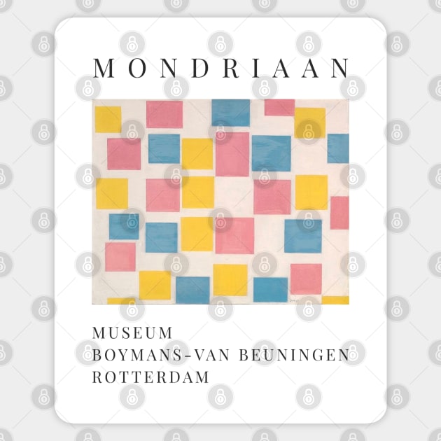 Piet Mondrian Exhibition Art Poster 1986 - Composition with color fields Sticker by notalizard